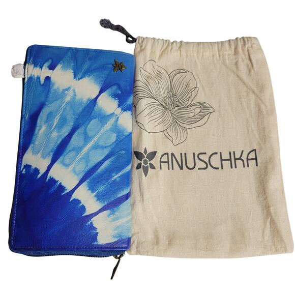Anuschka Leather Accordion Wallet Clutch Hand Painted Shoulder Strap Zip Around - Picture 1 of 13